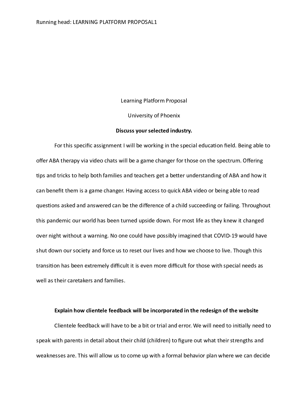 Preview image of APMT 470 Learning Platform Proposal.docx document